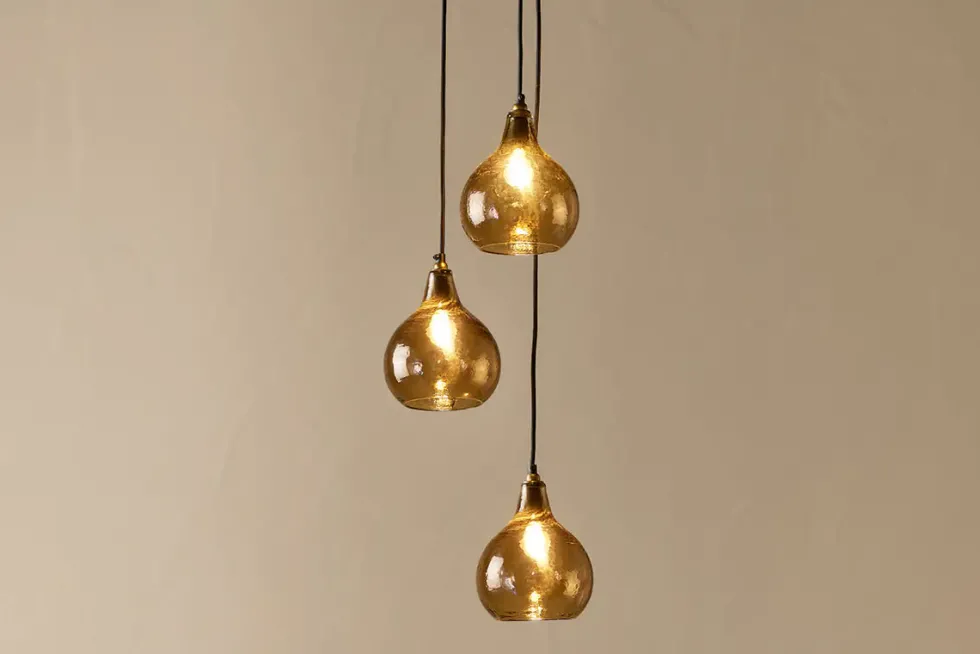 Ziva Recycled Glass Cluster Pendant - Light Smoke Brown