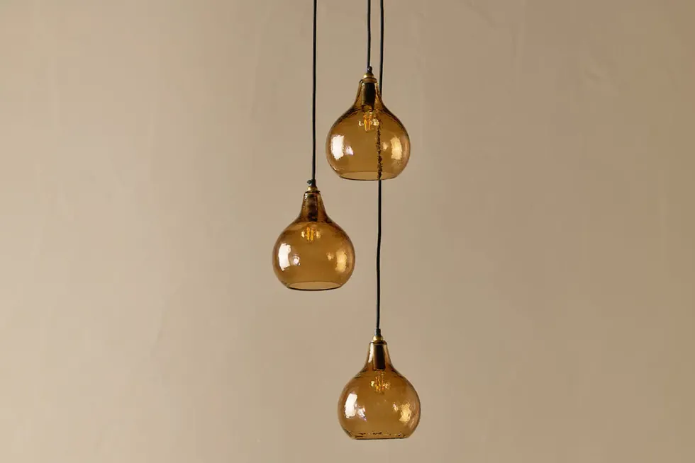 Ziva Recycled Glass Cluster Pendant - Light Smoke Brown