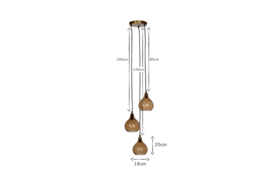 Ziva Recycled Glass Cluster Pendant - Light Smoke Brown