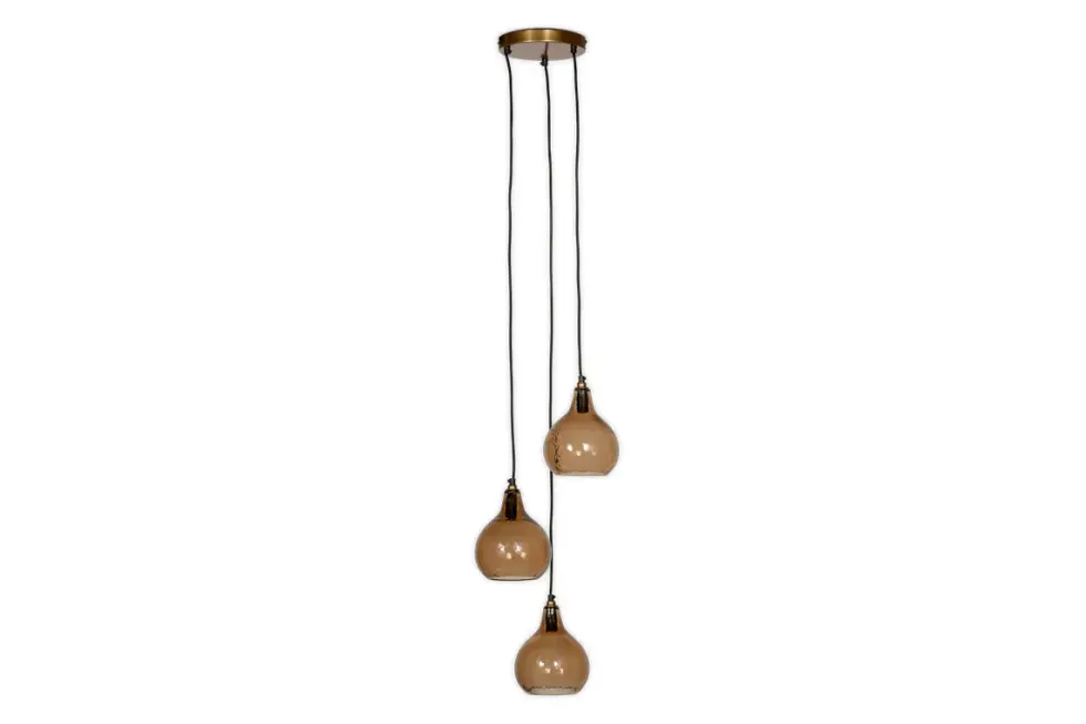 Ziva Recycled Glass Cluster Pendant - Light Smoke Brown