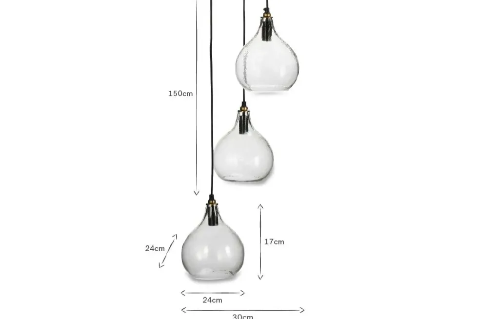 Ziva Recycled Glass Cluster Pendant - Clear