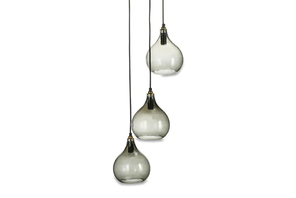 Ziva Recycled Glass Cluster Pendant - Green Smoke