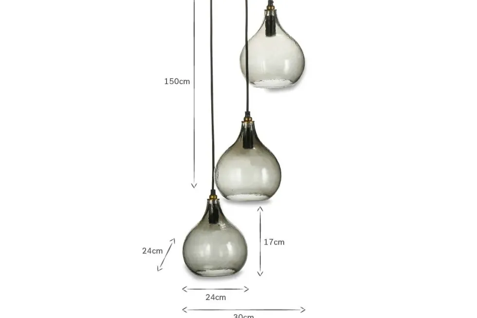 Ziva Recycled Glass Cluster Pendant - Green Smoke