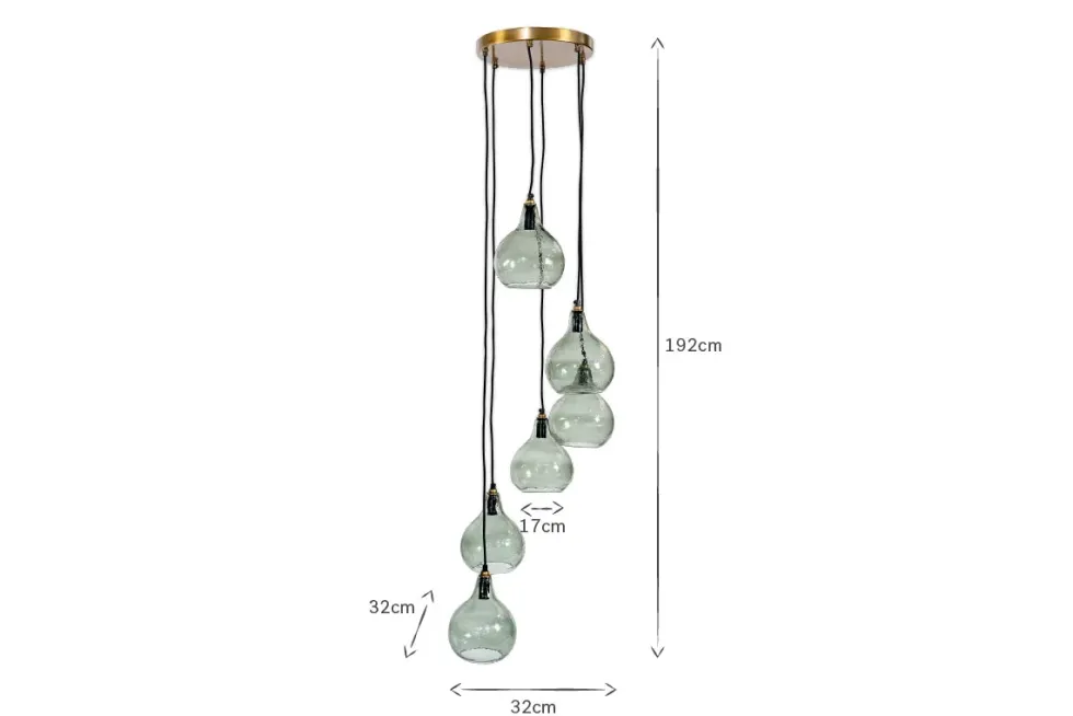 Ziva Statement Recycled Glass Cluster Pendant - Green Smoke