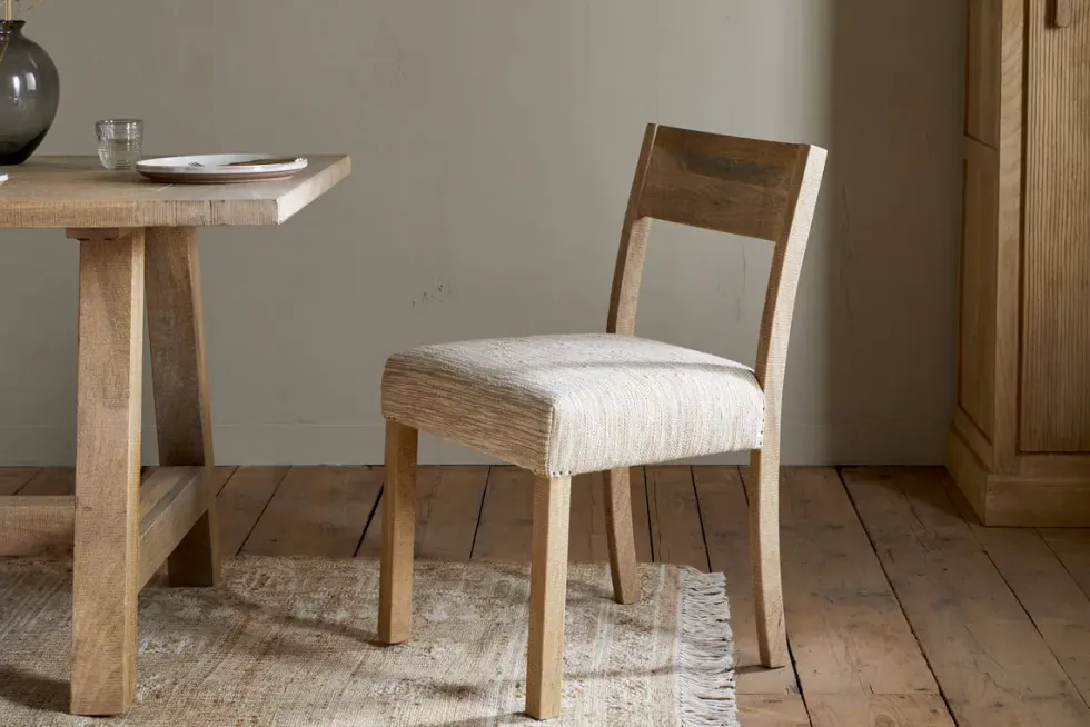 Zoha Cotton & Jute Upholstered Dining Chair - Natural
